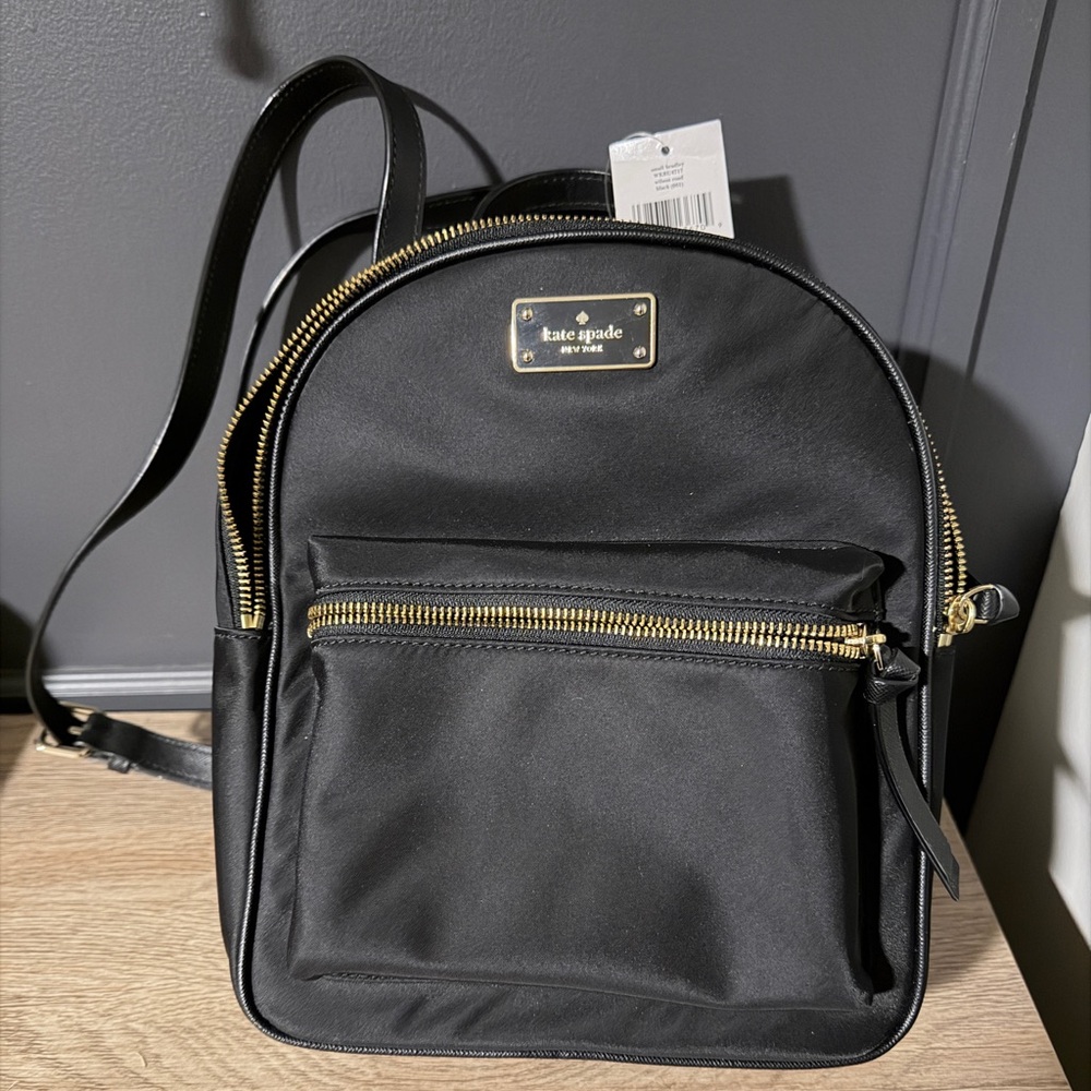 Kate Spade Black and Gold Backpack NWT